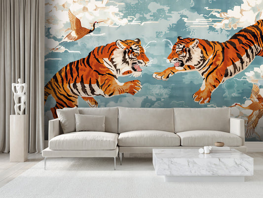 Flying Tigers - Naadloos behang- plexiglas schilderij - kunst