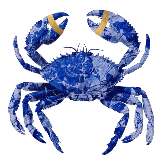 Crab Royal Blue White- plexiglas schilderij - kunst