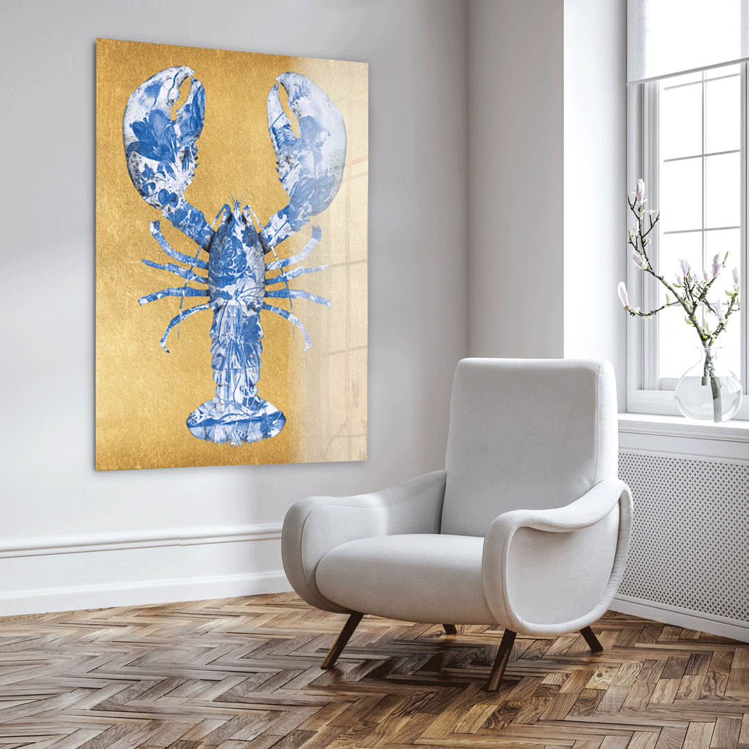 Lobster Royal Blue zonder bandjes- plexiglas schilderij - kunst