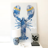 Lobster Delfts Blauw Verticaal- plexiglas schilderij - kunst