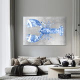 Lobster Silver Blue horizontaal- plexiglas schilderij - kunst