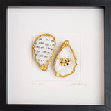 I love you + ringen 27x27cm - Ingelijste oesters- plexiglas schilderij - kunst