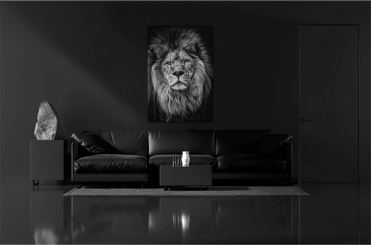 Lion - Zwart wit schilderij- plexiglas schilderij - kunst